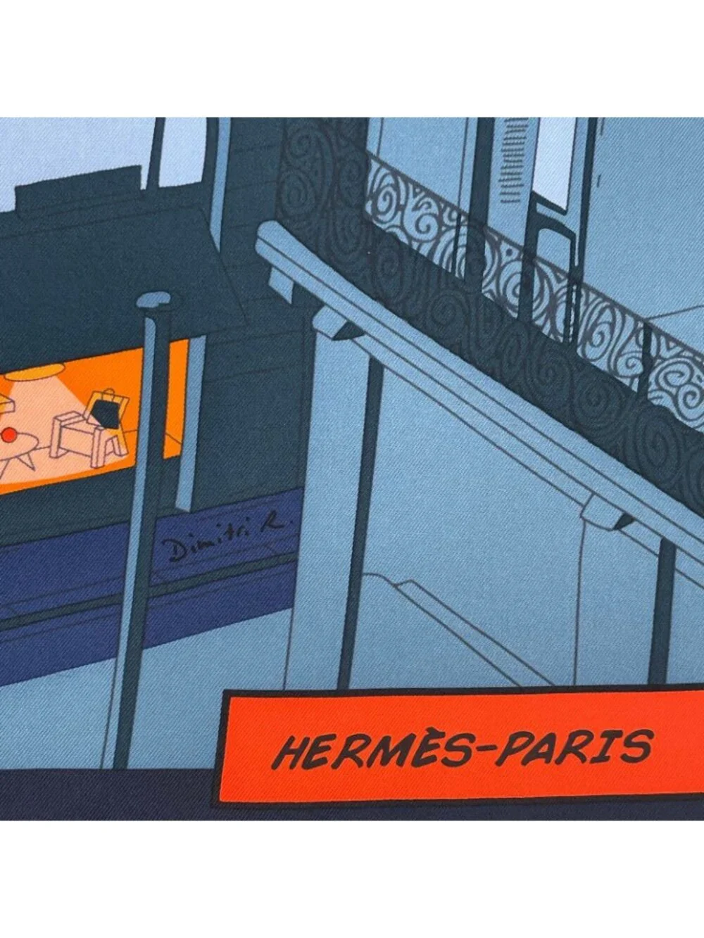 Hermes Carre 90 Scarf Space Shopping at Faubourg Blue - Picture 6 of 7